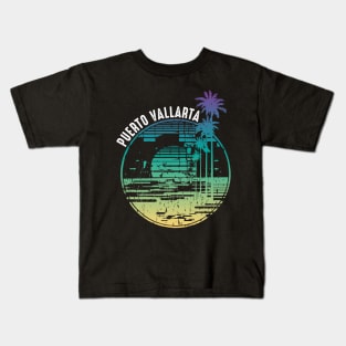 Puerto Vallarta Mexico Beach Palm Tree Vacation Kids T-Shirt